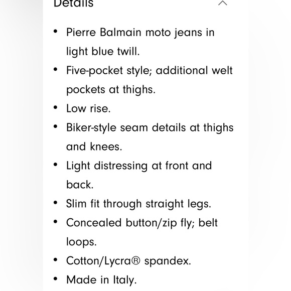 BALMAIN DISTRESSED TWILL MOTO SLIM STRAIGHT BLUE JEANS SIZE 34 is brand new - Picture 8 of 8